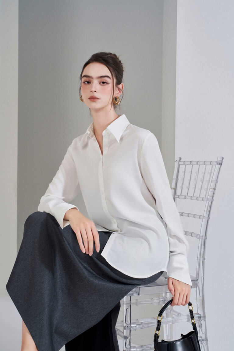 Áo sơ mi tay dài basic trấng ADB183 pc4