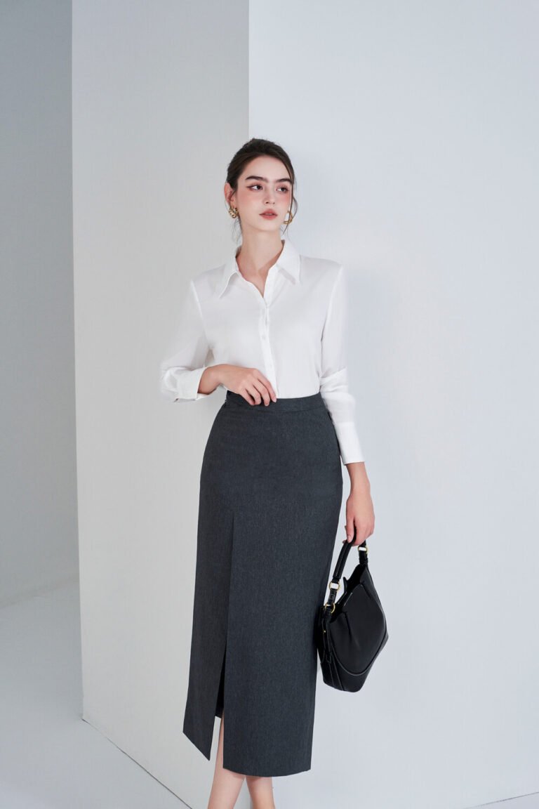 Áo sơ mi tay dài basic trấng ADB183 pc5