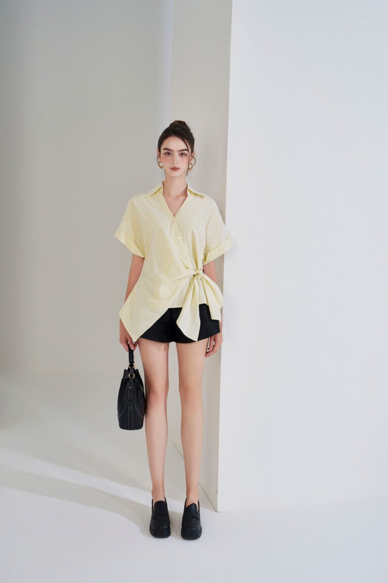 Áo sơ mi tay ngắn ANF191 vàng pc2