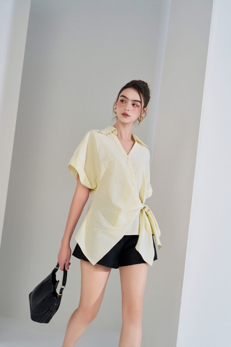 Áo sơ mi tay ngắn ANF191 vàng pc3