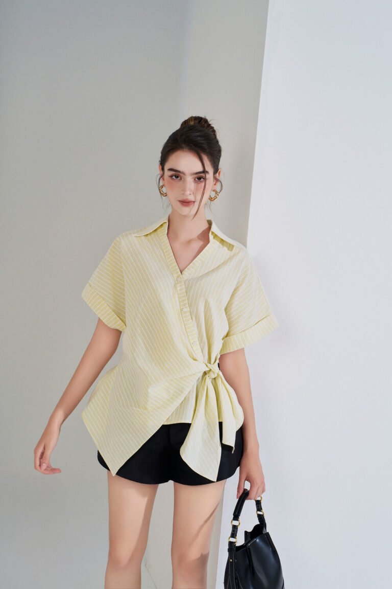 Áo sơ mi tay ngắn ANF191 vàng pc4