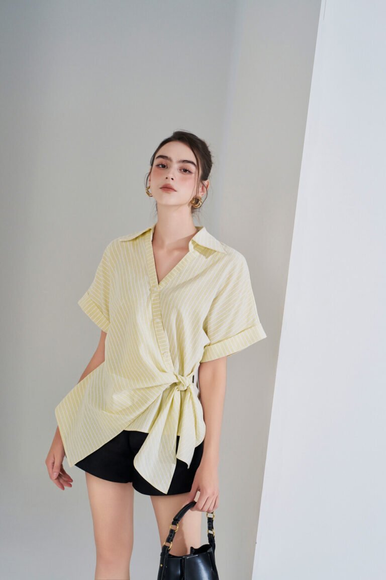 Áo sơ mi tay ngắn ANF191 vàng pc5