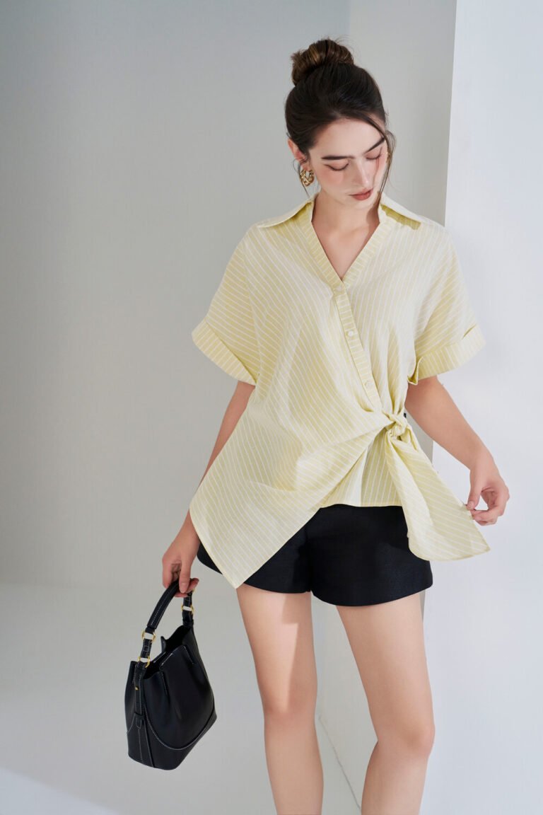 Áo sơ mi tay ngắn ANF191 vàng pc1