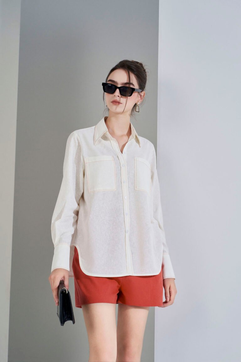 Áo sơ mi tay dài basic kem ADB185 pc4