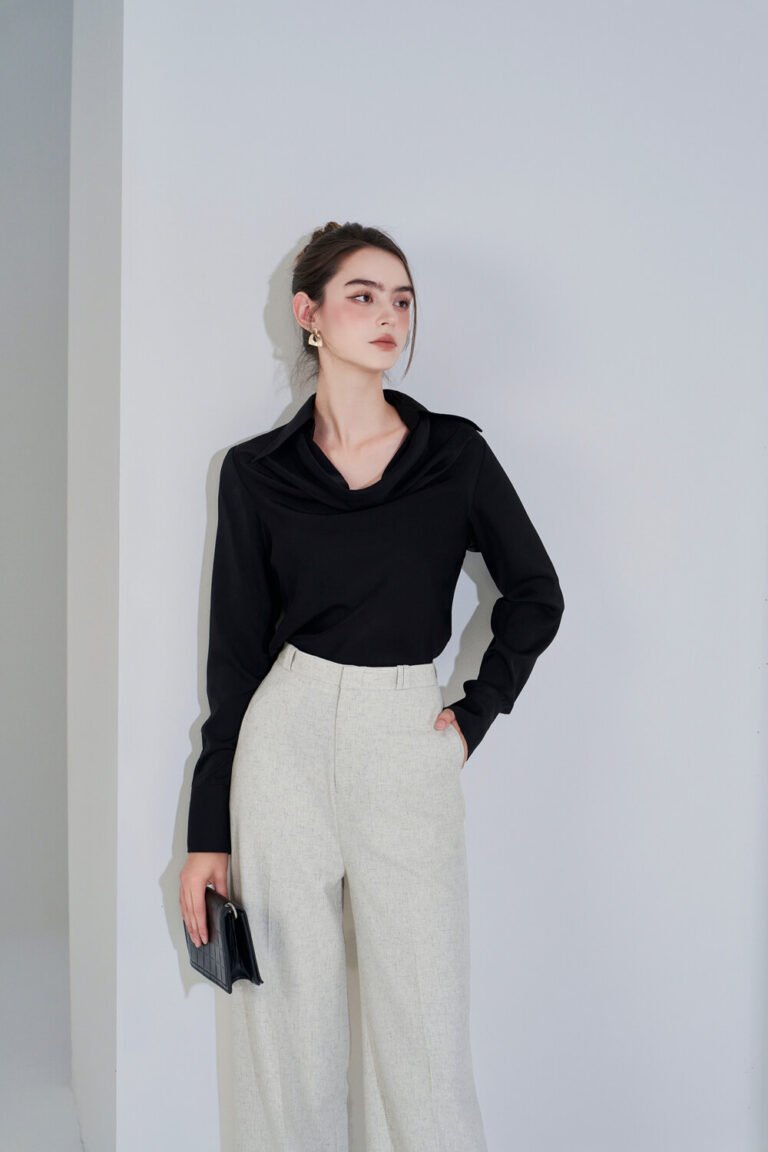 Áo sơ mi tay dài kiểu ADF190 trắng pc2