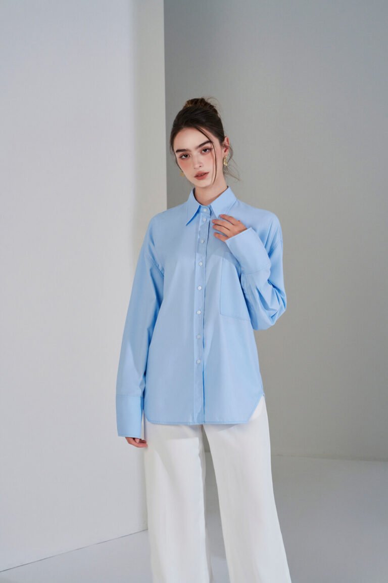 Áo sơ mi tay dài oversize ADO187 xanh pc2