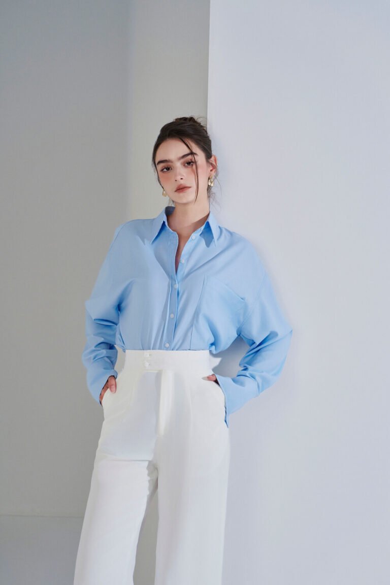 Áo sơ mi tay dài oversize ADO187 xanh pc5