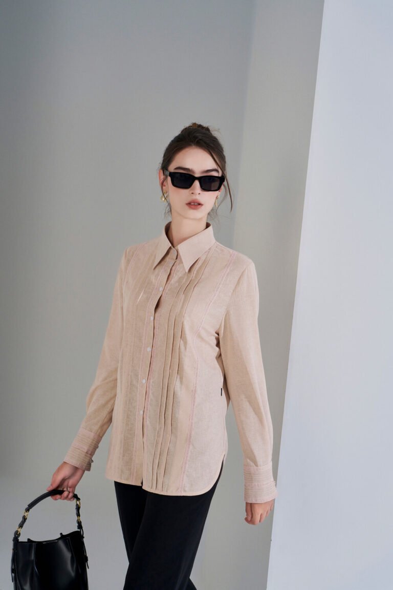 Áo sơ mi tay dài kiểu ADF181 hồng pc2