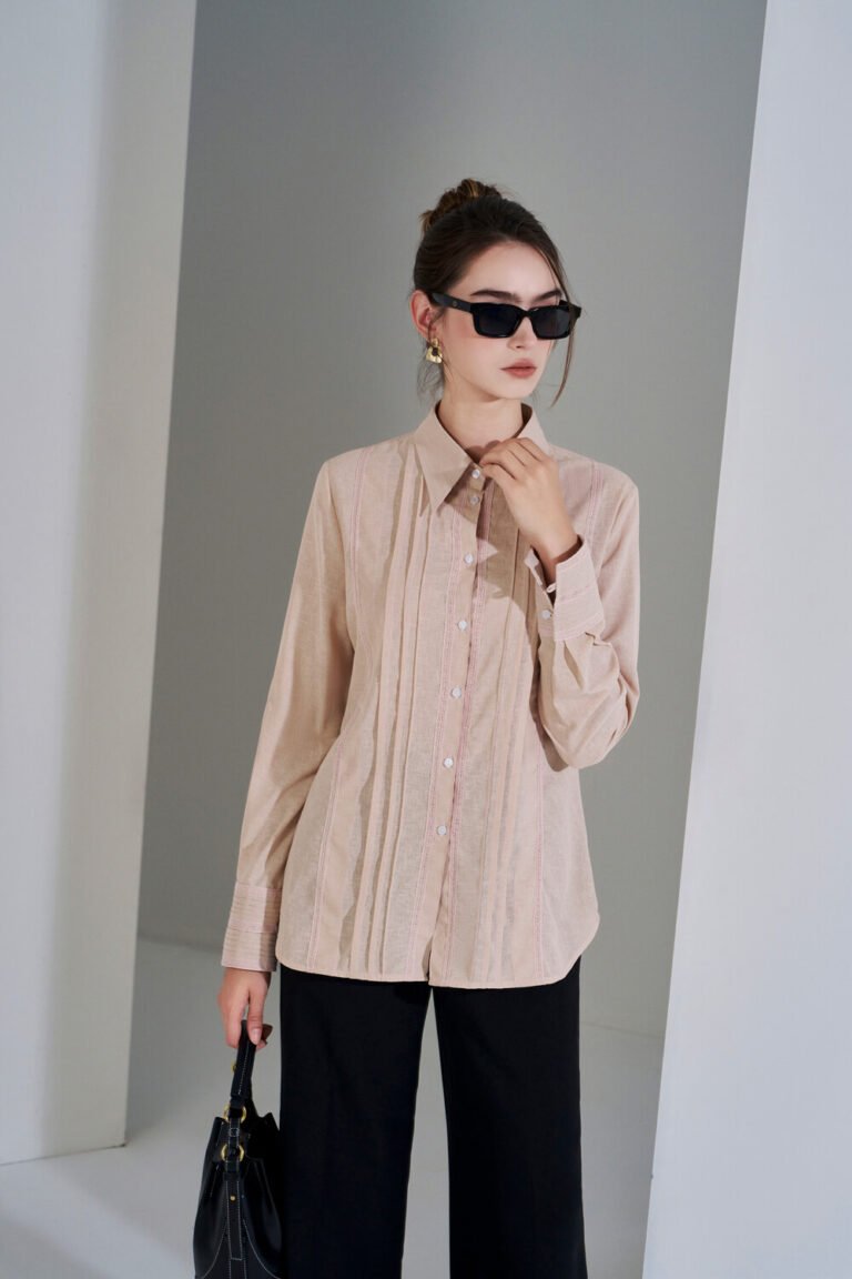 Áo sơ mi tay dài kiểu ADF181 hồng pc3