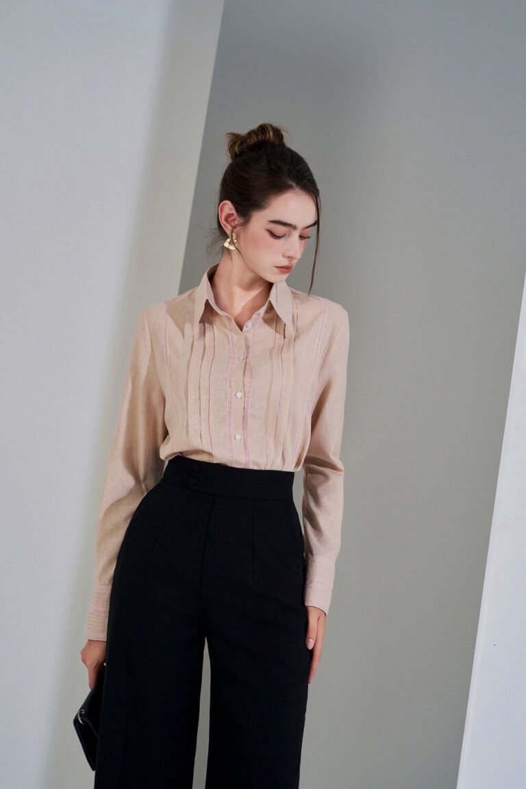 Áo sơ mi tay dài kiểu ADF181 hồng pc5