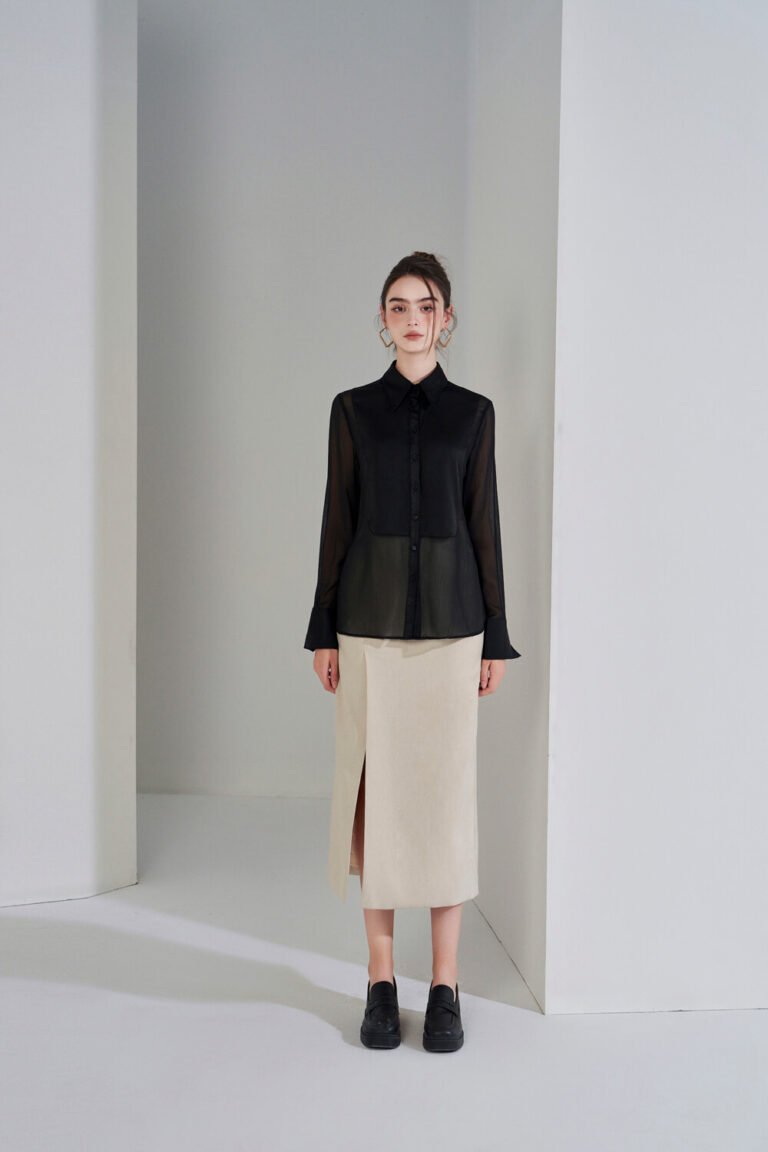 Áo sơ mi tay dài ADF193 đen pc1