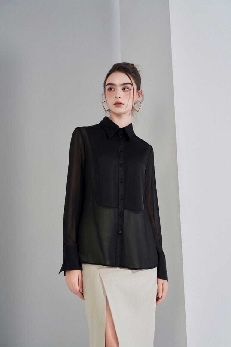 Áo sơ mi tay dài ADF193 đen pc2