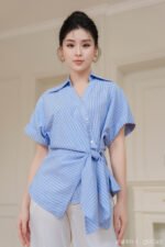 Áo sơ mi tay ngắn kiểu ANF191 xanh pc2