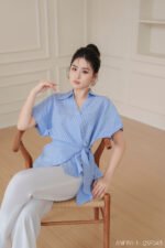 Áo sơ mi tay ngắn kiểu ANF191 xanh pc3