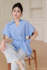 Áo sơ mi tay ngắn kiểu ANF191 xanh pc5