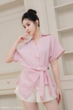 Áo sơ mi tay ngắn kiểu ANF191 hồng pc1