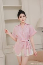 Áo sơ mi tay ngắn kiểu ANF191 hồng pc3