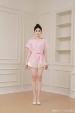 Áo sơ mi tay ngắn kiểu ANF191 hồng pc4