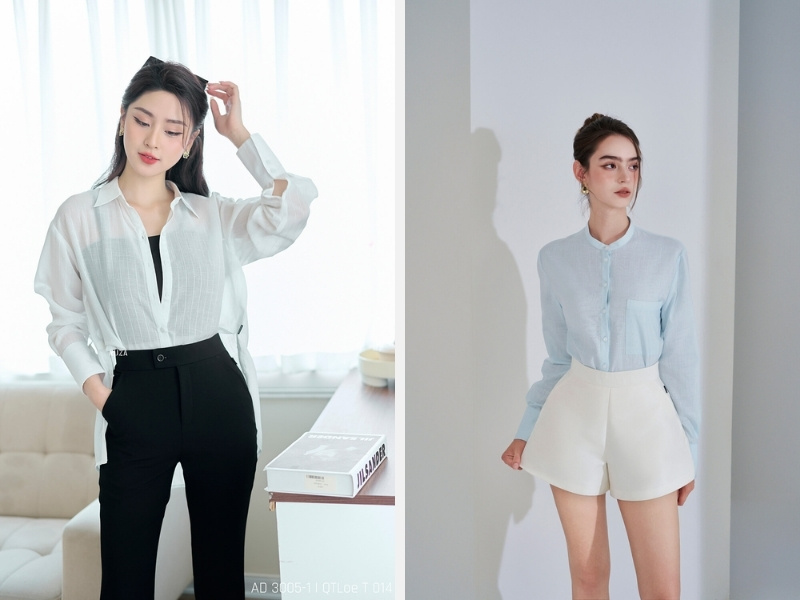 Tổng Hợp Các Cách Sơ Vin Đẹp Và Mẹo Sơ Vin Dành Cho Nữ 7 Cách sơ vin áo sơ mi nữ kiểu 50 - 50 - sơ vin toàn bộ áo