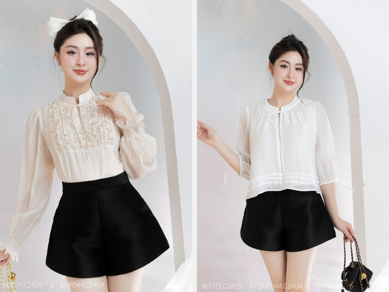 Top 30+ Kiểu Áo Sơ Mi Sang Chảnh: Xu Hướng Thời Trang HOT 2024 18 Áo sơ mi nữ cổ Đức - áo sơ mi cổ trụ