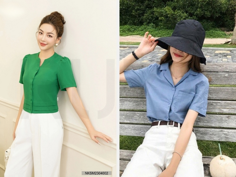 Top 30+ Kiểu Áo Sơ Mi Sang Chảnh: Xu Hướng Thời Trang HOT 2024 19 Áo sơ mi nữ cổ tàu