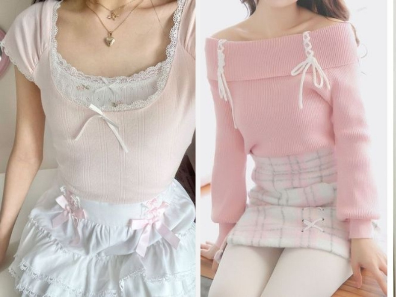10+ Trang Phục Phong Cách Coquette Ngọt Ngào Cho Nàng 13 Áo blouse - áo len kiểu coquette