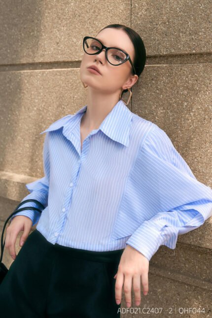 Áo sơ mi tay dài ADF201 sọc trắng pc6