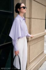 Áo sơ mi tay dài ADF201 sọc cam pc1