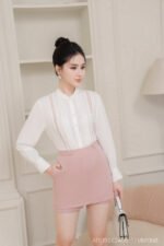 Áo sơ mi tay dài kiểu ADF192 trắng pc1