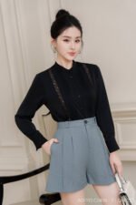 Áo sơ mi tay dài kiểu ADF192 đen oc2