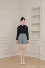 Áo sơ mi tay dài kiểu ADF192 đen pc4