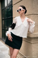 Áo sơ mi tay dài kiểu ADF199 trắng pc2