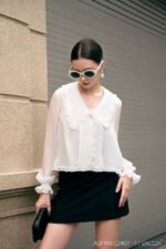 Áo sơ mi tay dài kiểu ADF199 trắng pc4