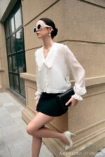 Áo sơ mi tay dài kiểu ADF199 trắng pc5