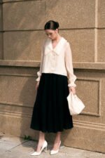 Áo sơ mi tay dài kiểu ADF199 kem pc1