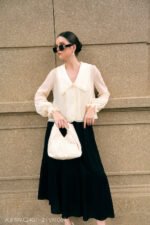 Áo sơ mi tay dài kiểu ADF199 kem pc3