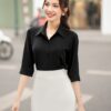 Áo Sơ Mi Tay Lỡ Classic - Trắng & Đen - ALC021.L2312 18 alc021-1 đen