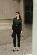 Áo sơ mi tay dài basic ADB208 xanh rêu pc4