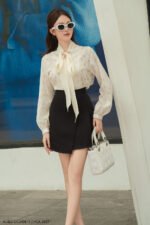 Áo sơ mi tay dài basic ADB210 hoa cam pc4