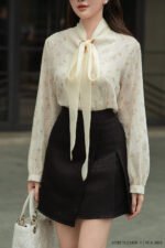 Áo sơ mi tay dài basic ADB210 hoa cam pc5