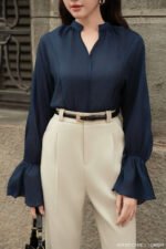 Áo sơ mi tay dài kiểu ADF207 xanh than pc1