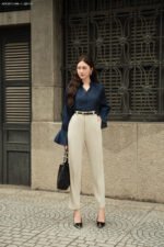 Áo sơ mi tay dài kiểu ADF207 xanh than pc6