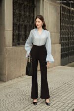 Áo sơ mi tay dài kiểu ADF207 xanh dương pc8