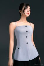 Áo hai dây kiểu AHF2023 xanh pc3