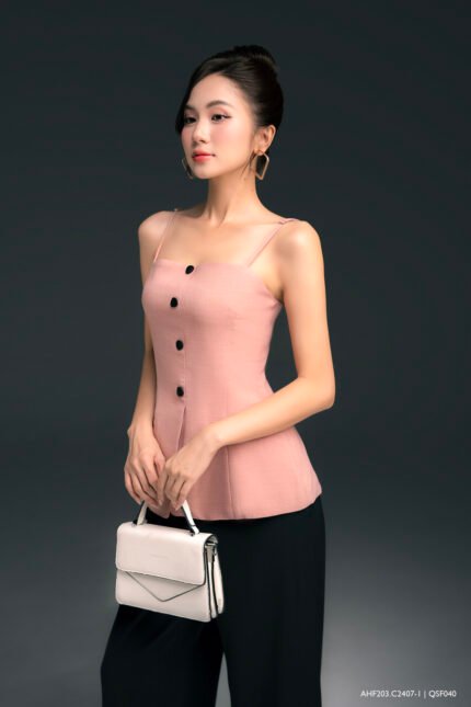 Áo hai dây kiểu AHF2023 hồng pc1