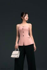 Áo hai dây kiểu AHF2023 hồng pc2