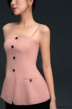 Áo hai dây kiểu AHF2023 hồng pc3