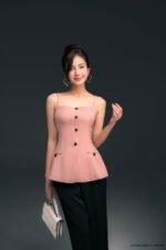 Áo hai dây kiểu AHF2023 hồng pc4