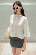 Áo sơ mi tay lỡ basic ALB213 trắng pc2