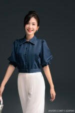 Áo sơ mi tay ngắn ANF202 xanh jean pc3